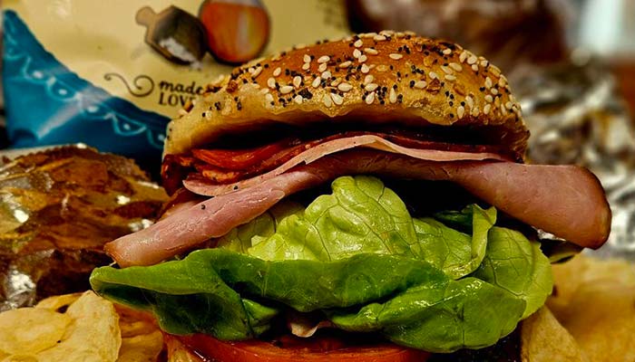 Moe's Broadway Bagel specialty lunch ham sandwich